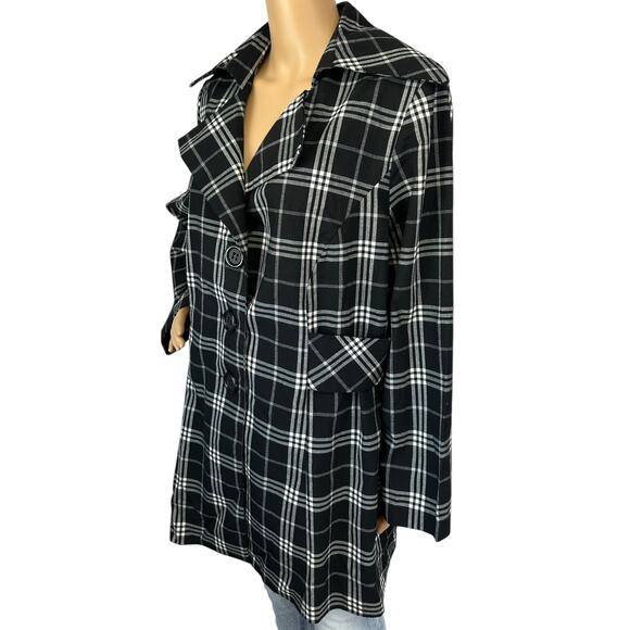 Lane Bryant Plaid Jacket Black Collared Coat Made in USA Plus Size 18 - Picture 4 of 10